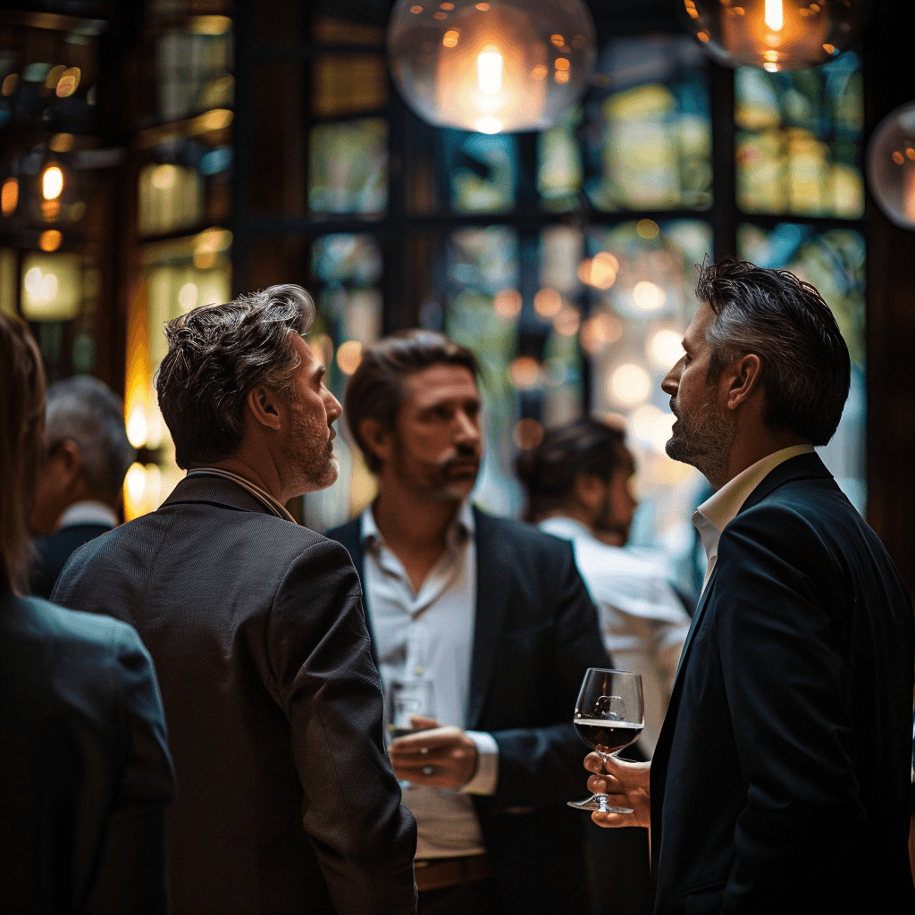 Executives networking at upscale venue